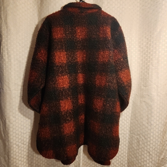Plaid Wool Blend Coat Folklore Teddy Jacket Cabincore Aesthetic - Picture 7 of 7